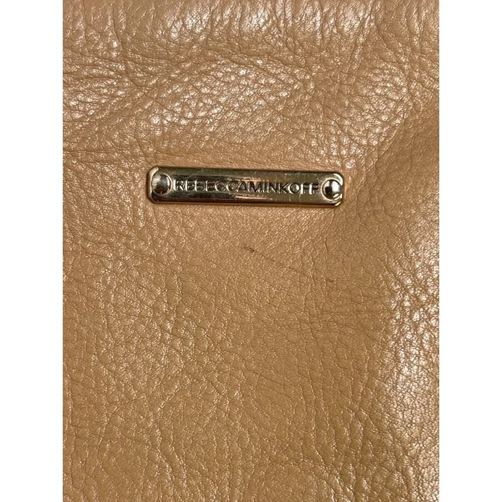 Rebecca Minkoff Zipper Tan Leather Crossbody Shoulder Bag Purse Chain Strap  - Picture 7 of 10